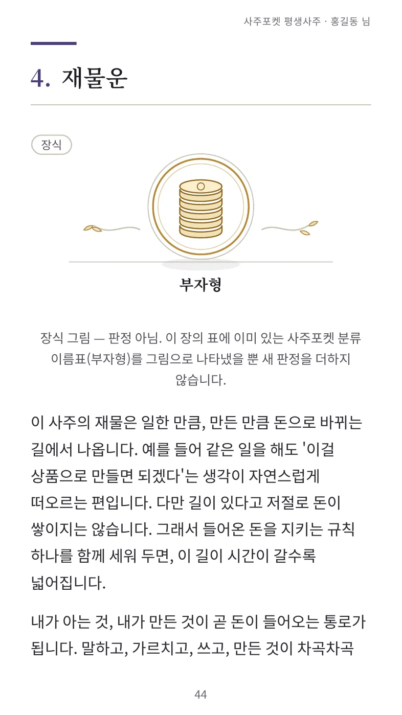 견본 4. 재물운
